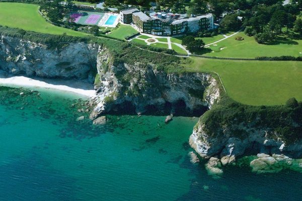 Aerial view of Carlyon Bay Hotel